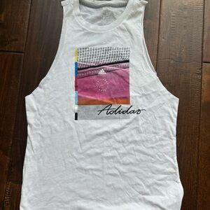 Adidas White Graphic Tank Top
